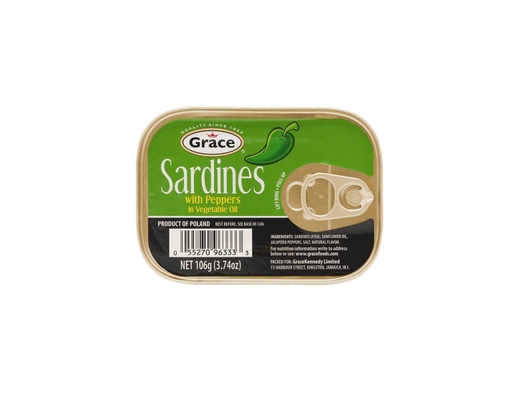 Sardines W Pepper In Vegetable Oil 106g, 12 pack Grace image 0