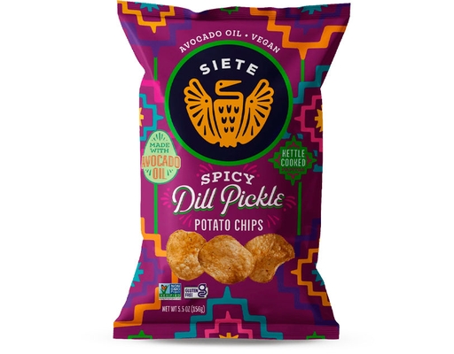 Kettle Cooked Potato Chips, Spicy Dill Pickle 158g Siete image 0