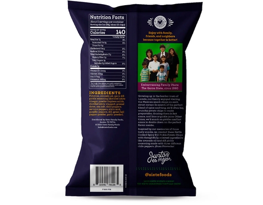 Kettle Cooked Potato Chips, Spicy Dill Pickle 158g Siete image 1