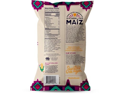 Maíz Corn Tortilla Chips, Taco Seasoning 212g Siete image 1