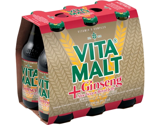 Ginseng with Aloe Vera and Royal Jelly 330ml, 6 pack Vita Malt image 0