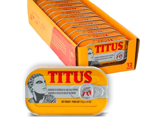 Sardines in Soybean Oil & Chilli Pepper, 12 ct Titus image 1