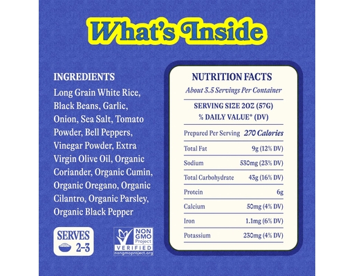 Rice and Black Beans 7 oz, 6 pack Loisa image 1