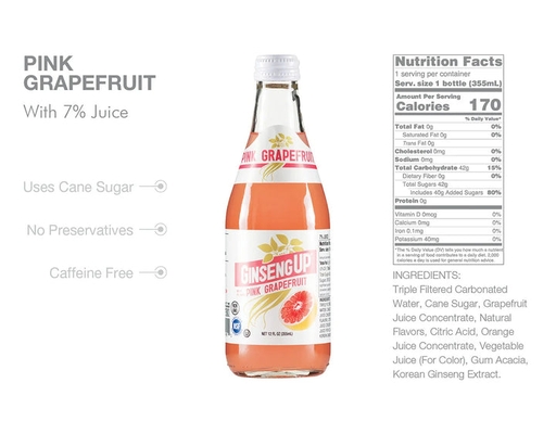 Pink Grapefruit 12 fl oz , 24/case Ginseng Up image 1