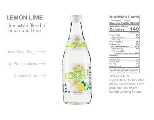 Lemon Lime 12 fl oz , 24/case Ginseng Up image 1