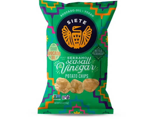 Kettle Cooked Potato Chips, Hint of Serrano Sea Salt & Vinegar Siete image 0