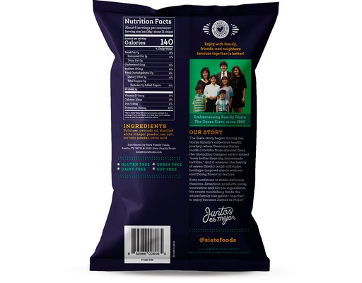 Kettle Cooked Potato Chips, Hint of Serrano Sea Salt & Vinegar Siete image 1