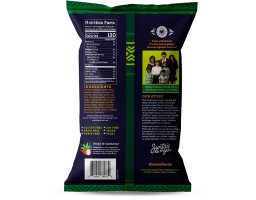 Grain Free Tortilla Chips, Jalapeño Lime Siete image 1