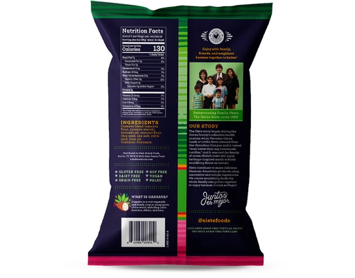 Grain Free Tortilla Chips, Lime Siete image 1