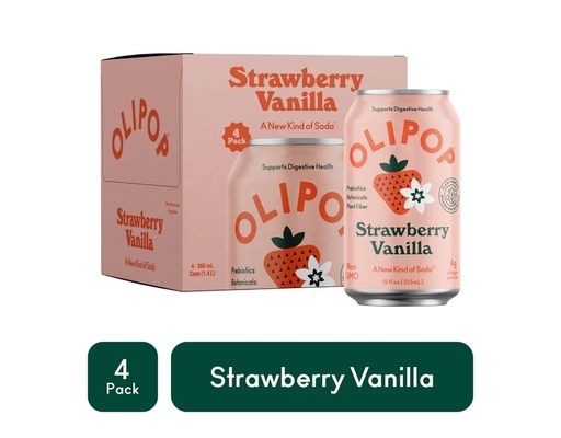 Prebiotic Soda Strawberry Vanilla 12 fl oz, 4 pack Olipop image 0