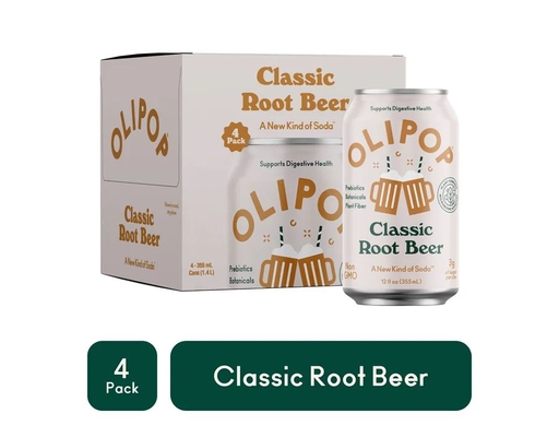 Prebiotic Soda Classic Root Beer 12 fl oz, 4 pack Olipop image 0