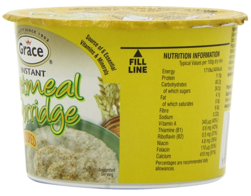 Instant Oatmeal Porridge Banana Flavored 2.1 oz, 6 pack Grace image 1