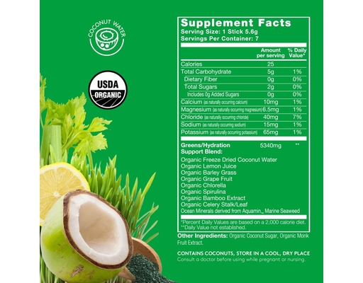 SuperStix Greens + Hydration Chlorophyll Lemon 20 oz Sol-ti image 3