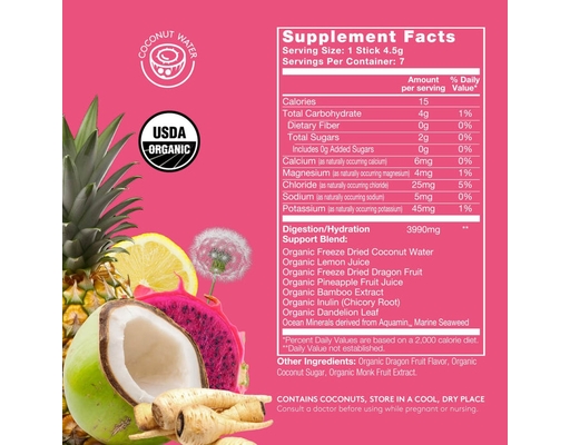 SuperStix Digestion + Hydration Dragon Fruit Lemon 16 oz Sol-ti image 3