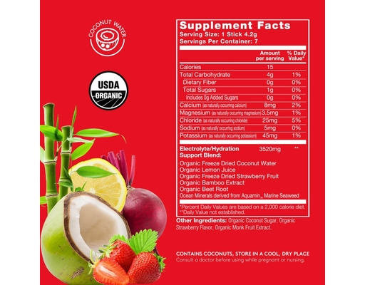 SuperStix Electrolytes + Hydration Strawberry Lemon 15 oz Sol-ti image 3