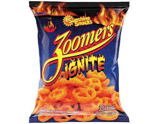 Zoomers Ignite - Spicy Cheese Flavored Wheels 8.8 oz Sunshine Snacks