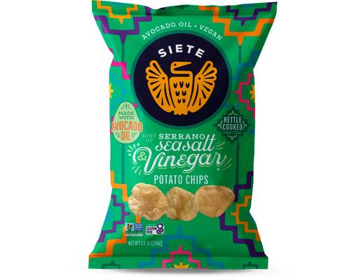 Kettle Cooked Potato Chips, Hint of Serrano Sea Salt & Vinegar Siete